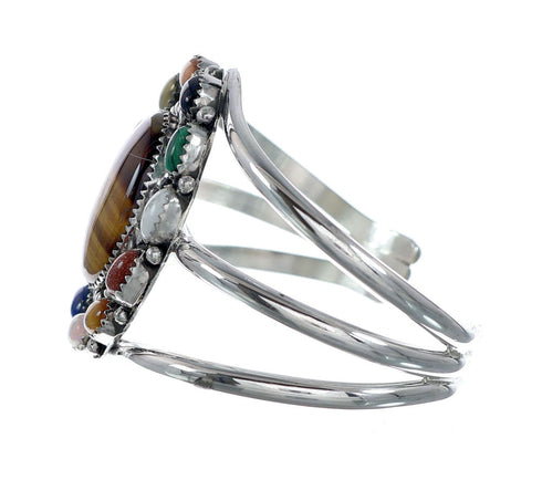 Navajo Sterling Silver Tiger Eye Treasure Cuff Bracelet NX11786